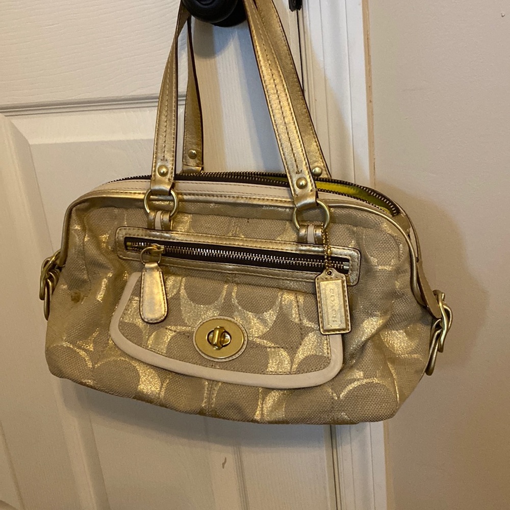 Gold coach linen bag